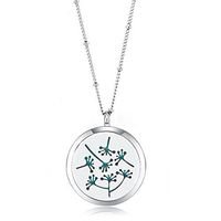 MESINYA 30mm Essential Oil Diffuser Necklace Aroma Magnetic Locket Pendant With 30'' Ball Station Chain&Pads (Irish Daisy Flowers)