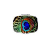 Udoosun Pill Box,Peacock Feather Custom Personlized Rectangular Pill Case Holder Decorative Box Pocket Purse Travel Pill Vitamin Tablet Medicine Case