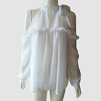 Meolin women Off-shoulder tops Chiffon Sexy Blouse Tops Shirt,white,As Description