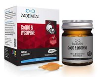 Zade Vital Co-Q10 & Lycopene- Supports Antiaging & Works Great As Cosmeceuticals/Do It Yourself Makeup, Twist-Off 30 Softgels, Easy to Use, 100% Cold Press, Non GMO, GMP, 1 Month Supply