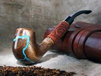 Long Tobacco Smoking Pipe Lightning with Gemstone Turquoise, Exclusive Wood Pipe, Smoking Bowl, Wood Carved Smoking Pipes, Christmas Gift
