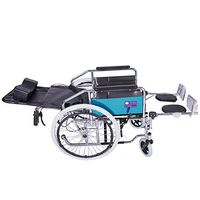 Wheelchair Medical Equipment Propelled, Extended Backrest PU Leather Mobility Device for Elderly,Handicapped and Disabled Users for Independence Outdoor Travel Outing Walker Ass