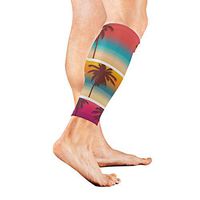 Stretch Sport Calf Sleeve Travel Banner Palm Trees Exotic Protective Guard for Men Women - Best Footless Compression Socks for Shin Splints,Running,Basketball Football (1 Pair)