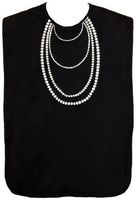 Ladies Waterproof Adult Bib, Black with White Pearl Embroidery, Frenchie Mini Couture