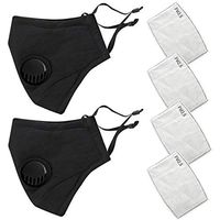 YUSONGIRL 2 Pack Outdoor Face Protective with Breathing,4 Pcs Activated Carbon Pm 2.5 Tablets Fashionable Anti-Smog Washable Reusable Mouth Protection from Dust Pollen Pet Dander (2 Pack Black)