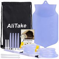 Enema Bag, Alitake Enema Kit Upgraded Version Silicone Reusable Enema Bag Kit with 2 Silicone Tubing 10 Nozzles for Home Coffee Water Enema Colon Cleansing Detox Enemas