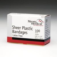 Moore Medical Adhesive Bandages 3/4" X 3" Sheer Plastic Strips - Box of 100