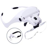 Headband Magnifier with LED Light -1X to 3.5X Zoom with 5 Detachable Lenses-Head Mounted Head Magnifying Glasses with Light for Reading, Jewelry Loupe, Watch, Electronic Repair Read Easily At Night