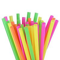 300ct Large Milkshake/Smoothie/Slush Straws, Disposable Jumbo Extra Wide Thick Long Plastic Drinking Straw, Assorted Colors, 9"x.4" (300) (Neon)