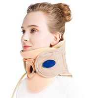 Cervical Traction Belt Supports Neck, Inflatable Adjustable Neck Brace Collar Medical Therapy Unit for Home Traction Spine Alignment,Beige