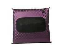 Wireless Heated Shiatsu Massage Lumbar Back Cushion - Rechargeable, Plush Leather Home Deep-Massage Pillow - Comes in an Attractive Carry On Travel Gift Box (Purple)