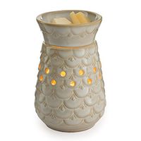 Candle Warmers Etc. Midsized Illumination Fragrance Warmer- Light-Up Warmer For Warming Scented Candle Wax Melts and Tarts or Essential Oils To Freshen Room, Scalloped Vase