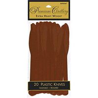 Premium Heavy Weight Plastic Knives | Chocolate Brown | Pack of 20| Party Supply