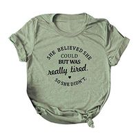 〓VigorY〓Womens Short Sleeve Letter Fashion Blouse Tops Tee Graphic Tee Christian Shirts Tops Stretch Crewneck T-Shirt