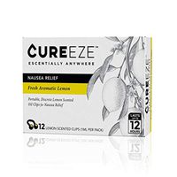 Portable Motion Sickness and Nausea Relief - 12 Pack Lemon Scented Essential Oil Nose Clips - All Natural Aromatherapy Remedy for Hangover Symptoms, Morning Sickness, Dizziness - (1 Pack of 12 Clips)