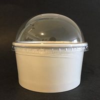 HOME OF GELATO ICE Cream Paper Cups with Dome 6 OZ (100 PCS, White)