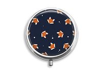 Cute Fox Pill Box Pill case Round Pill Box case Pill Box for Pocket or Purse - Three-Compartment Pill Box/Pill case