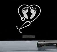JS Artworks Baby feet Nurse Vinyl Decal Sticker (Silver)