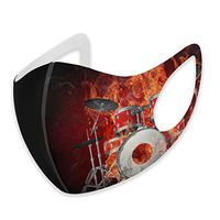 YOFFYO Rock Roll Drums Flame Drummer Skull Anti-Dust Earloop Face Covers for Women Men, Pollen Running Cleaning Half Face Mouth Cover - Adjustable Elastic Band, Anti-Allergies