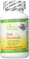 Biotech Nutritions Zinc Gluconate 50 mg 250 Tablets Made in USA Vegetarian/Vegan
