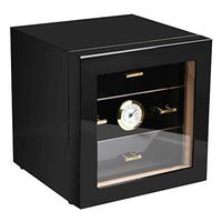 TT RUN Cigar Cabinet Humidor with Hygrometer and Humidifier, Spanish Cedar Wood Lined and 3 Layer Drawers,Tempered Glass Door,Decent Cigar Box Gift Set