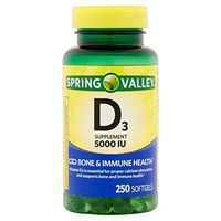 Spring Valley Vitamin D3 Softgels, 5000 IU, 250 Count Bottle