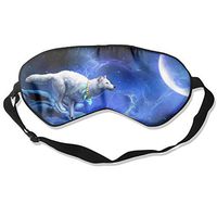 QQMIMIG Moon White Wolf Comfortable Lightweight Double-Sided Silk Eye Sleep Mask Soft Cover Eyeshade Plane Blindfold