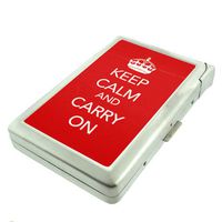 Metal Cigarette Case with Built In Lighter Keep Calm and Carry On Design-014