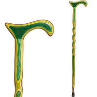 Brazos 37" Handcrafted Twisted Colorwood Wood Walking Cane for Men and Women, Green, Made in the USA