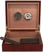 Mantello Magnetic Cigar Humidor Humidifier Box with Hygrometer - Holds (15-25 Cigars)