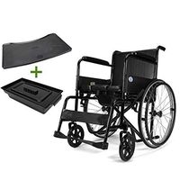 Toilet Chair Folding Self Propelled Wheelchair with Brake, Bathroom Shower Chair Commode,Light Transport Aluminum Alloy Folding Transit Travel Wheelchair