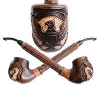 "American Eagle IV" pear wood handmade wooden tobacco pipes smoking pipe for 9 mm filter