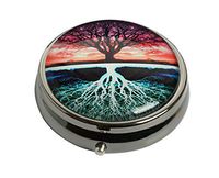 WuCong New Way of Thinking About The Tree of Life Custom Fashion Design Gun Silver Glass Round Pill Case Western Medicine Tablet Holder Decorative Box