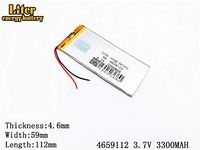 3.7V 3300mAh 4659112 Lithium Polymer Ion Rechargeable Battery Lithium Polymer Li-Po Battery for MP4 GPS MP3 Bluetooth Stereo DIY Gift