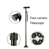 WW Multi-Functional Smart Elderly Walking Stick Aluminum Alloy with Alarm Telescopic Folding Outdoor Crutches, C