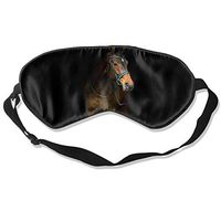 100% Silk Sleep Mask Eye Mask Animals Horses Print Soft Eyeshade Blindfold with Adjustable Strap for Sleeping Travel Work Naps Blocks Light