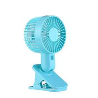 TechCode USB Mini Fan, Mini Clip Summer Fan Air Cooling 2 Speed Adjustable Portable USB Fans for Home Office Bedside Ultra-Silent Double Blades Table Electric Fan (Blue)