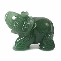 Justinstones Carved Natural Green Aventurine Gemstone Elephant Healing Guardian Statue Figurine Crafts 2 inch