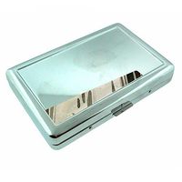 River Art Em1 Hip Silver Cigarette Case Id Holder Metal Wallet 4" X 2.75" RFID Protection