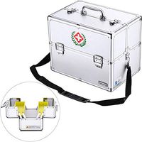 MOCOHANA First Aid Box Medical Box Organizer Two-Layer for Drugs Storage with Security Lock & Shoulder Strap Emergency Medicine Storage Box