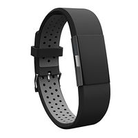Teak - Silicone Sport Replacement Wristband for Fitbit Charge 2 - Universal Size, Black and Gray