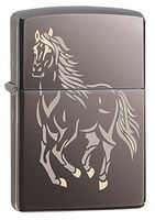 Zippo Horse Pocket Lighter, Black Ice