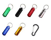 HODORPOWER Aluminum Metal Pill Box Case Organizer, Outdoor Medicine Bottle Key Ring Small First Aid Drug Holder Waterproof Pill Container (A)