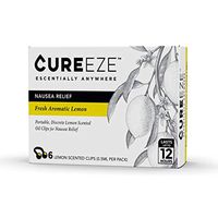 Portable Motion Sickness and Nausea Relief - 6 Pack Lemon Scented Essential Oil Nose Clips - All Natural Aromatherapy Remedy for Hangover Symptoms, Morning Sickness, Dizziness - CU (1 Pack of 6 Clips)
