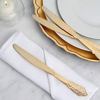 Efavormart 24 Pack | 8" Metallic Gold Baroque Disposable Cutlery Plastic Knives for Wedding Party Banquet Events Candy Buffet