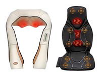 FIVE S Massager Bundle FS8801 Shiatsu Massager with Heat and FS8812 Vibration Massage Cushion with Heat