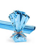 PMU Mylar Gift Wrap Roll, 24 Inches X 8.3 Feet, Metallic Pale Blue, Pkg/1