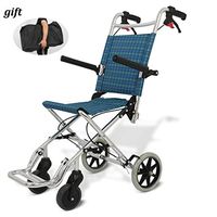 Folding Wheelchair Aircraft Wheelchair Travel Folding Lightweight Aluminum Alloy Ultra Light Portable Wheelchair with Armrest Children's Elderly Wheelchair Strollercan Bear 150kg Push Type