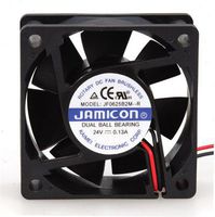 Jamicon JF0625B2M-005-065R DC Fan, Ball, 24 Volt, Flange Mount, 60 mm x 60 mm x 25 mm Size