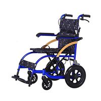HYRL Transport Wheelchairs, Lightweight Aluminium Folding Transport Wheelchair with 20-inch Solid Tire,Blue